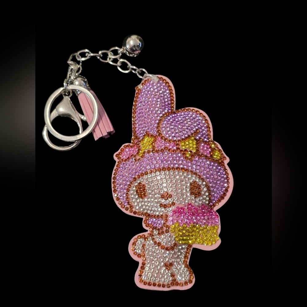 Sparkly My Melody Rhinestone Bag Charm – Cute Keychain